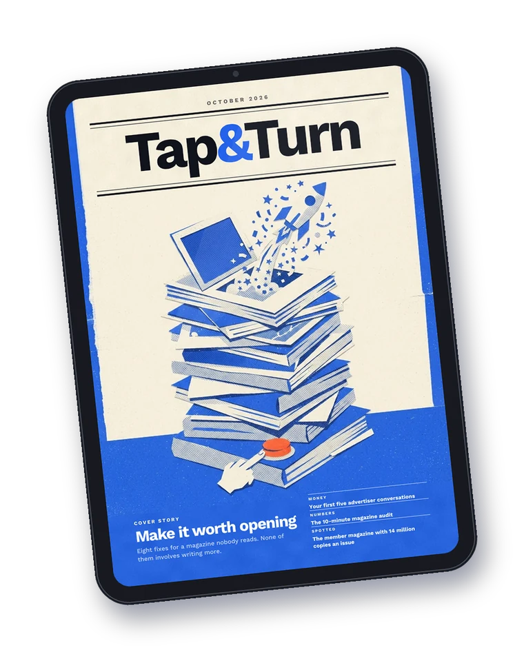 The October 2026 issue of Tap&Turn Monthly on a tablet